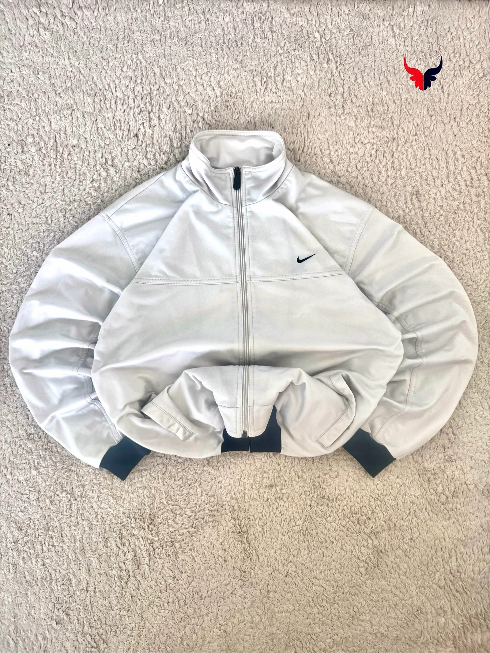 Nike Track Jacket White Full Zip Y2K Sportswear Swoosh Streetwear M